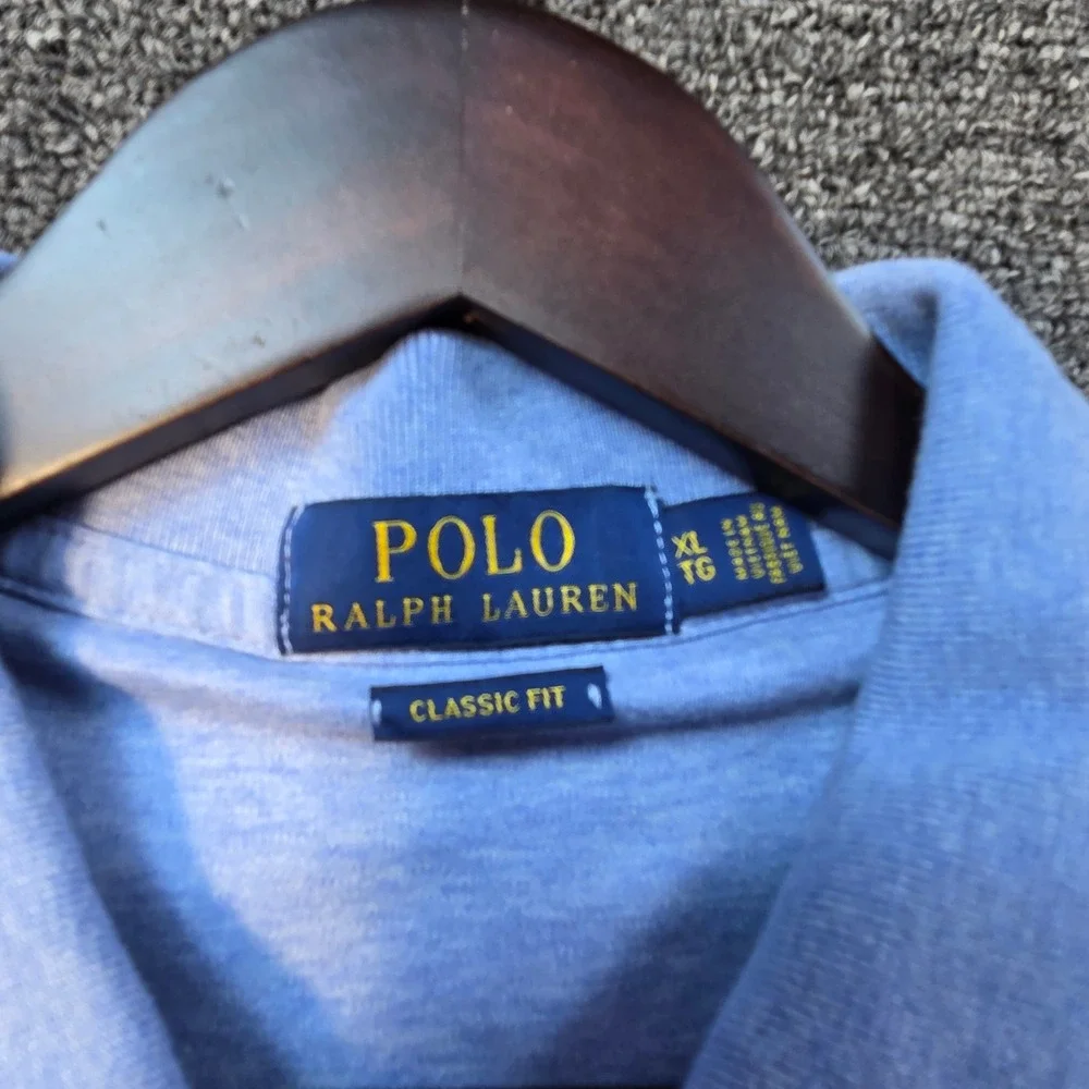 Polo Ralph Lauren Polo Shirt Men XL Classic Fit Short Sleeve Heather Blue Preppy